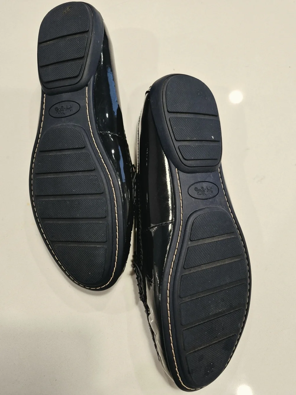 COACH Women's Navy Patent Leather Penny Loafers size 9.5